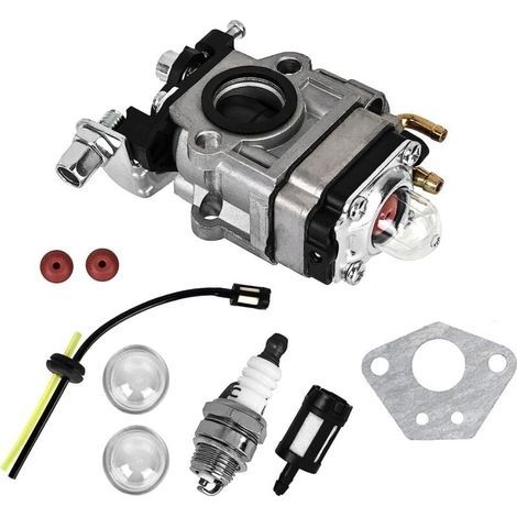 Carburateur Debroussailleuse Carburateur Kit: Kit Carburateur avec Ampoule D'apprêt +Joint+Bougie D'allumage pour Débroussailleuse GX35 52cc 49cc 43cc 40cc (1/4)