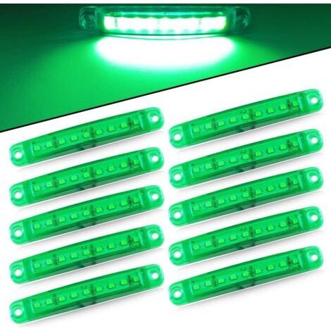 10pcs Lumière Latérale 9SMD 12-24V Feux Latéraux Super Lumineux LED Pour Latéral Feux de Position Du Camion de Conduite Automatique Lumière Avant Feux Arrière de Remorque Moto (Vert) (1/5)