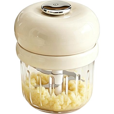 Hachoir à ail électrique - Broyeur à légumes électrique Petit hachoir à légumes - Idéal pour appartement, restaurant, camping, pique-nique, ail, gingembre, salade, légumes, oignons (1/5)
