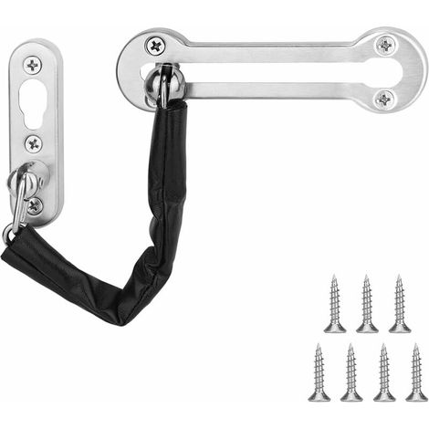 Chaîne de porte sécurité, Chaîne De Porte Antivol en Acier Inoxydable avec chaîne en cuir PU, Verrou de Sécurité Coulissant à Chaîne (1/5)