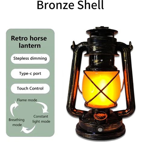 Lanterne LED portable rétro en forme de cheval (marron), rechargeable, à suspendre, 3 modes d'éclairage (1/5)