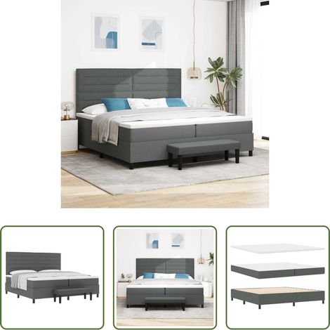 vidaXL Stoffbett - Boxspringbett mit Matratze Dunkelgrau 200 x 200 cm Stoff (1/5)