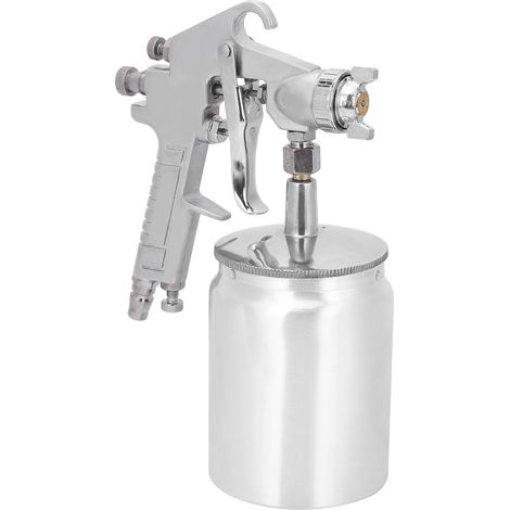 Pistolet à peinture 1000 ml, buse en acier inoxydable argenté, fournitures industrielles pneumatiques, raccord britannique 1/4". (1/5)