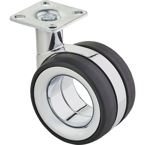 SOTECH Premium Möbelrolle DÜSSELDORF Ø 75 mm (Höhe 98,5 mm, Chrom/schwarz, Anschraubplatte 47 x 47 mm), 1 Stück (1/5)