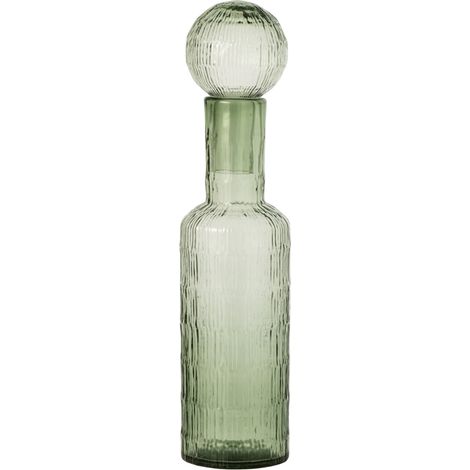 Bouteille Déco Striée en Verre "Kyoto" 54cm Vert (1/2)
