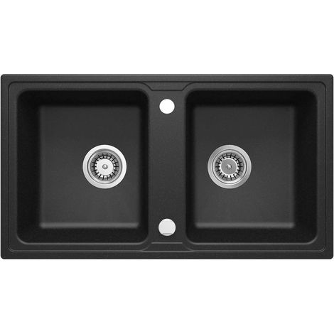 Lavello cucina in granito con 2 vasche 78x43.5 cm grafite metalizzata - Zeno