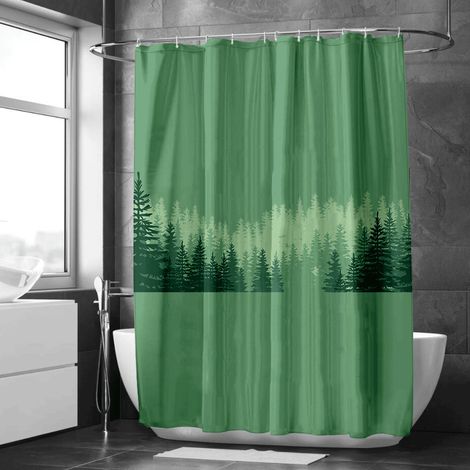 Rideau de douche motif paysage artistique en encre, polyester, 90x180 cm