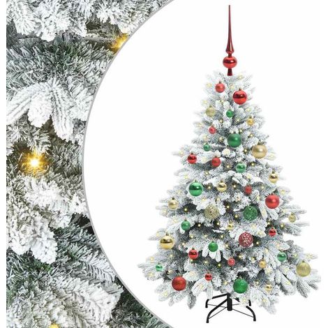 Sapin de Noël artificiel avec 150 lumières LED blanches, 120 cm de haut, en PE et PVC. (1/5)