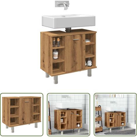 Holz Schrank - Badschrank Artisan-Eiche 60x32x53,5 cm Holzwerkstoff (1/5)