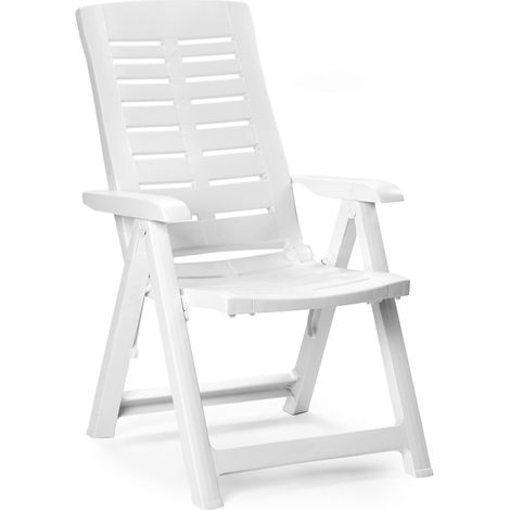 Dmora Fauteuil pliant multi-positions, Made in Italy, 60 x 61 x 109 cm, Couleur Blanc