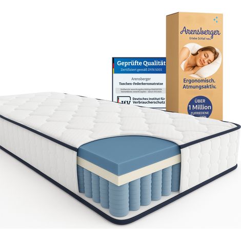 Arensberger LENA SPORT Taschenfederkernmatratze 90x200 cm 21cm Sportmatratze H3 Memoryschaum & Kaltschaum Ergonomisch Atmungsaktiv (1/5)
