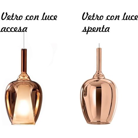 Lampadario moderno gea luce ofelia mini s10 g9 led metallo vetro sospensione, vetro rame specchiato