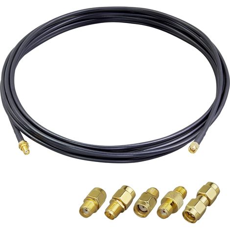 sma Kit Stecker zu Buchse Koaxialkabel RG58 5M+ 5 Stück RF Koax Adapter SMA zu RPSMA Adapter Kabel Set für 3G 4G LTE Antenne, ADS-B, GPS (1/5)