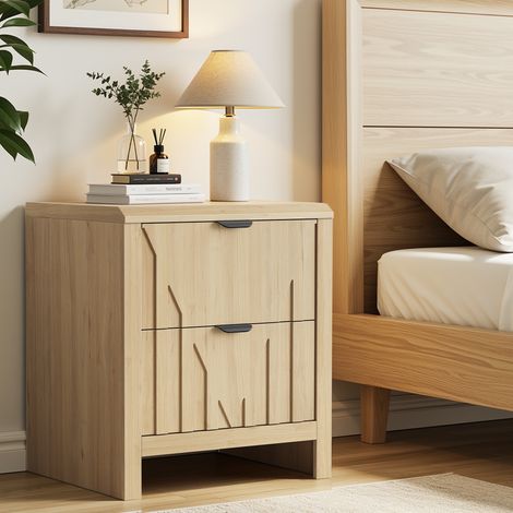 Table de chevet 48x40x55,5 cm en MDF chêne, avec rangement pour chambre FLORAGRACE (1/5)
