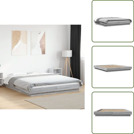 The Living Store Cadre de lit sans matelas sonoma gris 150x200 cm - Cadre De Lit - Lit Double - Lit Moderne - Lit Gris - Meuble Chambre
