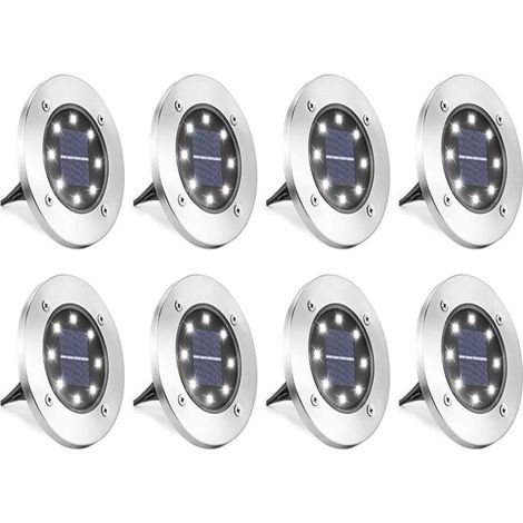Pack de 10 lumières solaires étanches IP65 – 8 LED par lampe – Autonomie 8 à 12 heures – Installation rapide sans fil