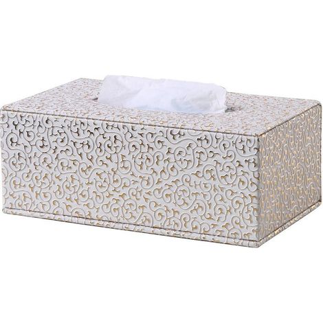 MINKUROW Porta Fazzoletti Rettangolare In Pelle Per Casa/Ufficio/Auto (Oro) (1/4)