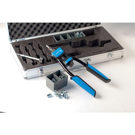 Scell-It – Pince à sertir cosse – Transmission démultipliée 3x moins d’effort – Corps en fonte d’aluminium – Livrée avec 150 écrous M3 à M8