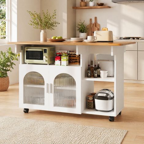 Mobile cucina bianco in MDF e vetro, 120 x 30 x 79,5 cm DESVIAE (1/5)