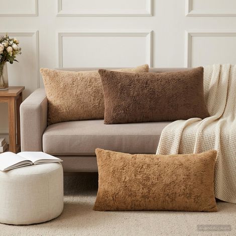 Housse de coussin 2 pc HEERLEN Taupe 40 x 70 cm (1/5)