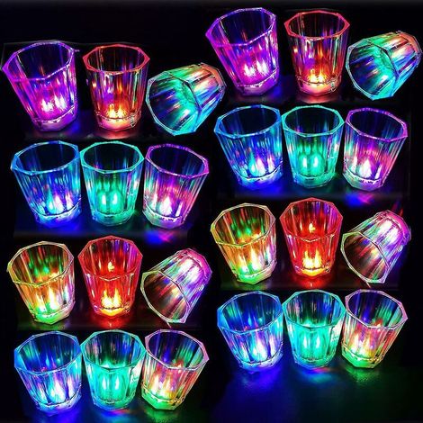 Leuchtende Schnapsgläser, 24er-Set, Party-Gastgeschenke, Schnapsbecher für Erwachsene, LED-Blitz-Trinkgläser, leuchten im Dunkeln (1/5)