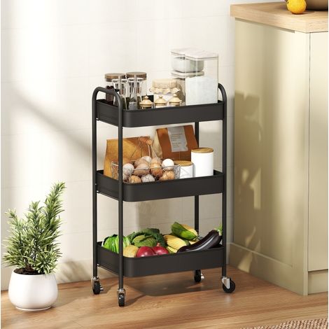 MEUBLIV Carrello da cucina 45 x 30,6 x 79 cm nero – 3 livelli, 4 ruote (1/5)