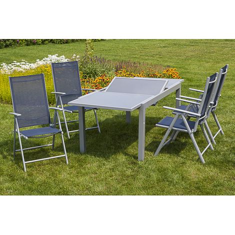 Amalfi Set 5tlg 4 Sessel schwa Tisch 140(200)x90cm