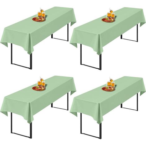 4er Set Biertischdecken Salbeigrün 250x100cm, pflegeleicht & waschbar