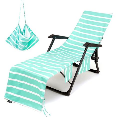 Telo per sedia da spiaggia, copri sdraio in microfibra con tasche laterali, morbido, assorbente e ad asciugatura rapida, per patio, sdraio da piscina, spiaggia, sole (1/5)