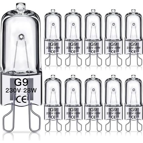 Lot de 10 Ampoules halogènes G9 28W – Blanc chaud 2700K – Dimmable – Durée de vie 2000h – Compatible éclairage commercial et domestique (1/5)