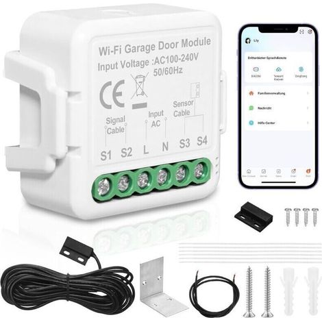 Ouvre portail connecté ouvre-porte de garage connecté WiFi, contrôle de l'application Tuya télécommande de porte intelligent compatible avec Alexa, Google Assistant commande vocale (1) (1/5)