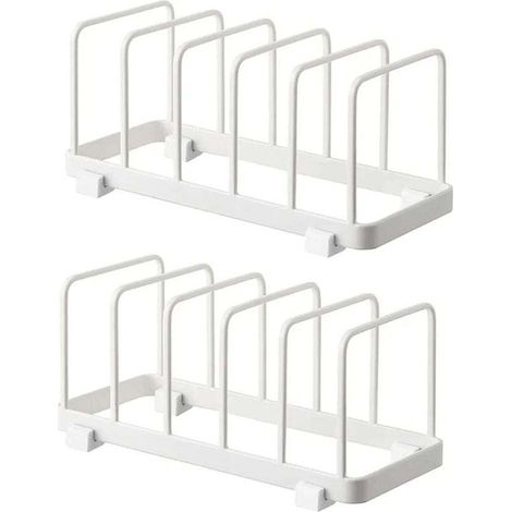 UlisemAssiette Organisateur, Égouttoir à Vaisselle, Supports à Assiettes, Organisateur d'Étagère à Assiettes, Rangement de Planche à Découper pour Cuisine Comptoir Placard (Blanche, 2 Pièces) (1/4)