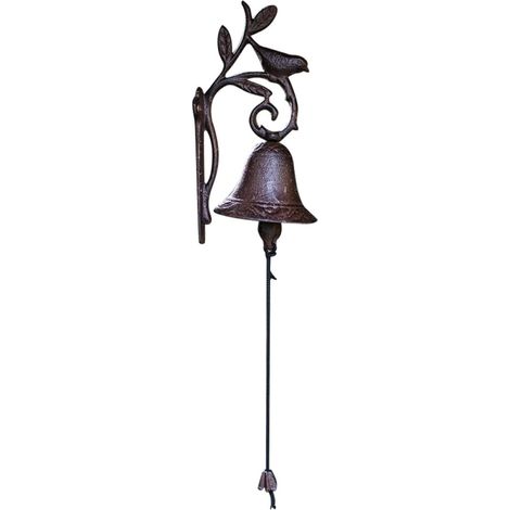 Timbre de pared de hierro fundido con forma de pájaro, campana rústica de hierro para interiores y exteriores, estilo campestre americano.