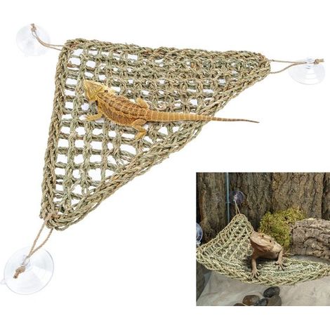 Hamaca para lagartos, Tumbona para reptiles, Triangular 323242cm, Hamaca con ventosas, lagartos, geckos, serpientes y tortugas, Gris (1/5)
