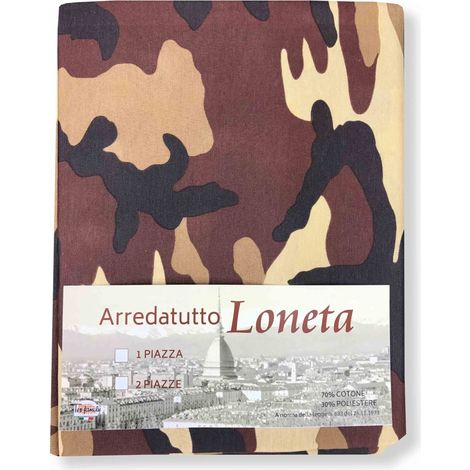 TELO ARREDO COPRITUTTO GRAN FOULARD COPRILETTO COPRIDIVANO TESSUTO LONETA MIMETICO MARRONE 1 PIAZZA