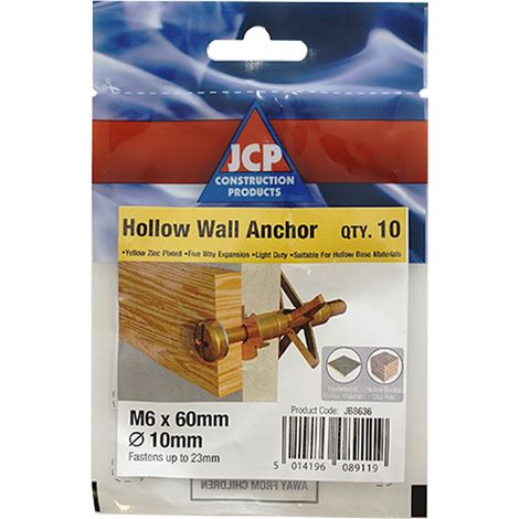 Hollow Wall Anchors Zyp - M5 x 60 - Bag of 10 - Box of 50