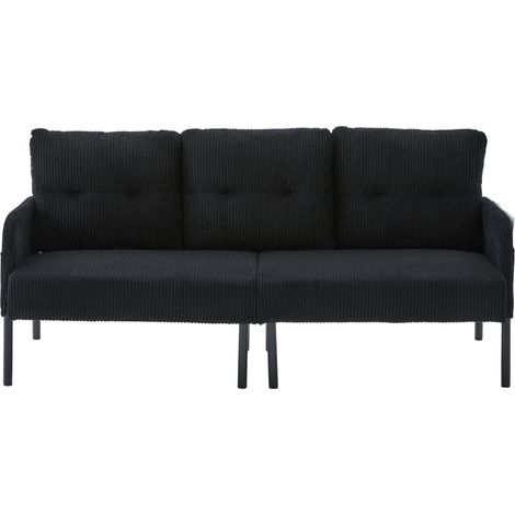 CAIziCanapé 3 places en velours côtelé avec rembourrage confort moelleux, dossier haut et poches latérales pratiques, pieds métalliques stables et structure robuste, polyvalent pour salon, chambre ou (1/5)
