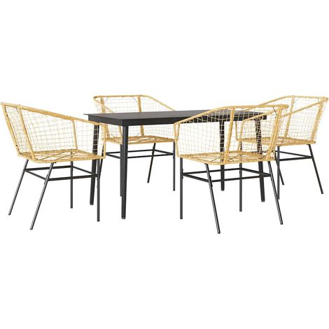 Ensemble à manger jardin 5 pcs，Salon de jardin marron poly rotin verre CFW78294 (1/5)