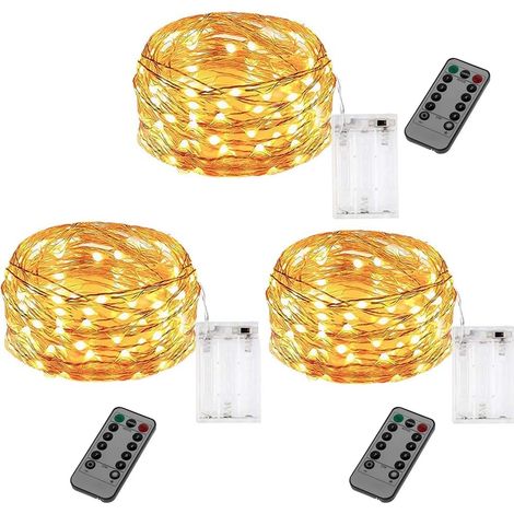 Guirnalda De Luces Led - 3 M - 30 Led - Batería - Mando A Distancia - Exterior E Interior - Pack De 3 (1/5)