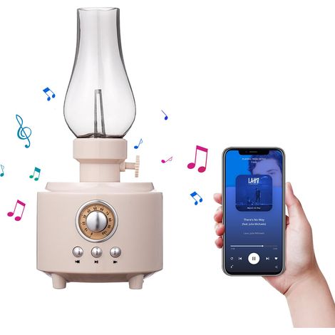 Vintage-Tischlampe mit wiederaufladbarem Bluetooth-Lautsprecher und flammenlosem LED-Nachtlicht (25 cm) (1/5)