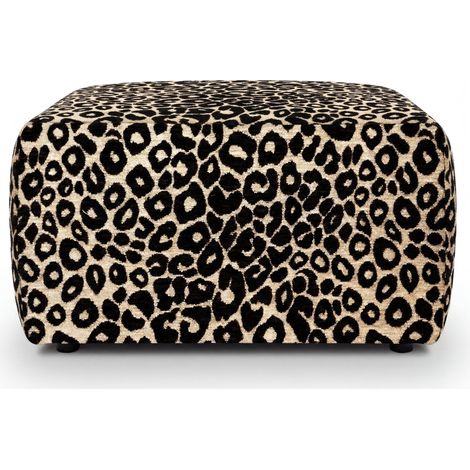 ELIO - Pouf en tissu imprimé animalier Café 74x74x41 cm