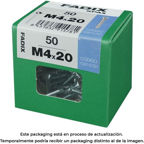 Caja de 50 unidades de tornillo métrico con cabeza plana M 4x20mm Fadix (1/3)