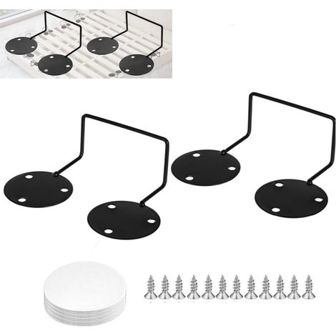 Support de matelas en 2 pièces, barres de fixation latérales pour lit réglable, support de matelas en métal antidérapant, noir (1/5)