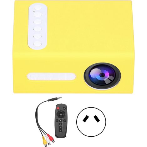 Mini projecteur domestique LED portable T300 pour vidéo média, théâtre pour enfants, prise AU 100-240V (jaune/blanc) (1/5)