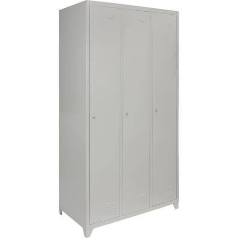Metal Storage Lockers - Three Doors, Grey