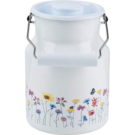 Riess Milchkanne Flora mit Deckel 1,5 Liter Emaille