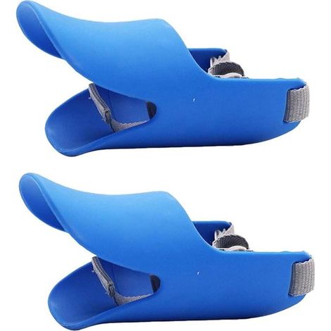 Conjunto de 2 bozales azules con forma de pico de pato, con correas ajustables, ayuda a prevenir mordiscos, roeduras y ladridos (1/4)