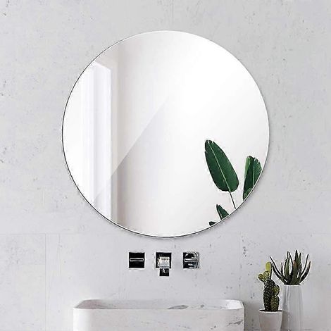 Miroir rond en acrylique 40 x 40 cm adhésif mural pour salle de bain ou chambre (26 pièces) (1/5)