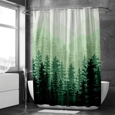 Rideau de douche motif encre lotus zen, rideau imperméable, 150x180 cm