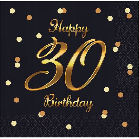 Servilletas de papel para el 30 cumpleaños, feliz cumpleaños, 20 unidades, 33x33 cm (1/2)